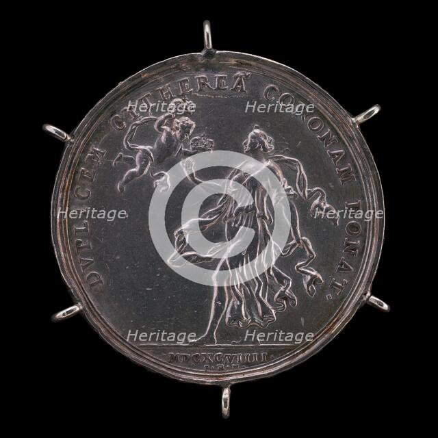 Venus and Cupid Bestowing Two Crowns [reverse], 1699. Creator: Philipp Heinrich Müller.