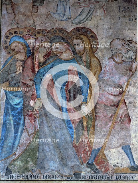 The Crucifixion', fragment of a wall painting depicting the 'Passion of Christ', detail of the so…