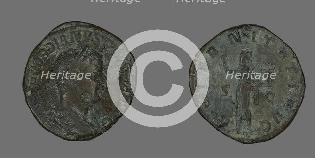 Sestertius (Coin) Portraying Emperor Gordianus, 241. Creator: Unknown.