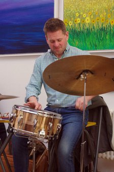 Matt Skelton, Sam Braysher Quartet, Clocktower Cafe Jazz Club, Croydon, London, March 2025. Creator: Brian O'Connor.