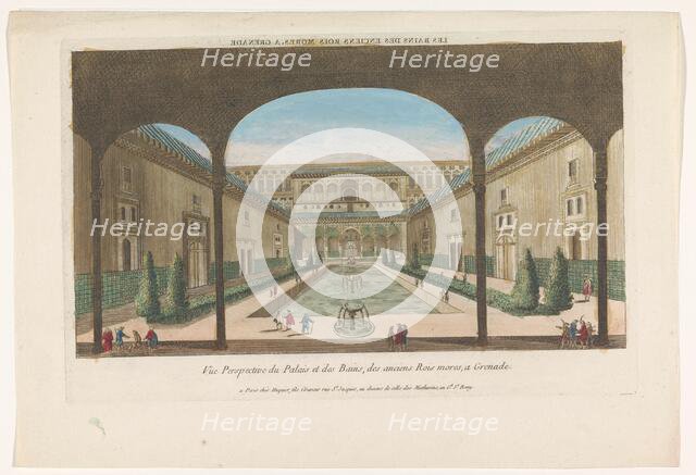 View of a courtyard with fountains of the Alhambra in Granada, 1735-1805. Creator: Unknown.
