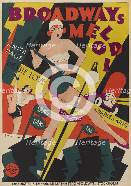 Movie poster "The Broadway Melody" by Harry Beaumont, 1929. Creator: Rohman, Eric (1891-1949).
