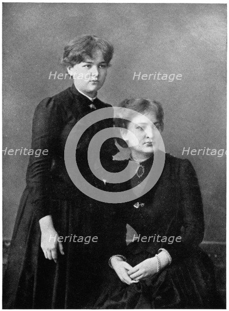 Manya Sklodowska (Marie Curie) and her sister Bronya (seated), 1886. Artist: Anon
