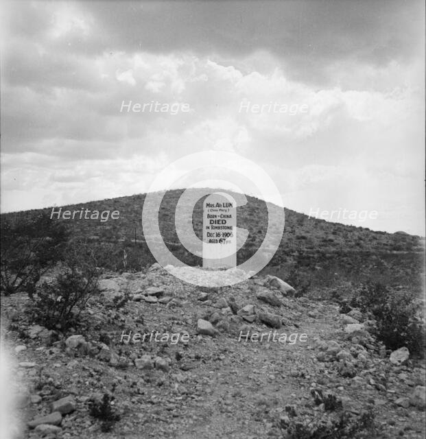 Sign near Tombstone, Boot Hill graveyard, Arizona, 1937. Creator: Dorothea Lange.