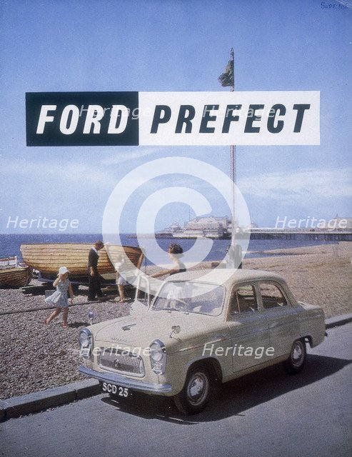 Poster advertising a Ford Prefect car, 1956. Artist: Unknown