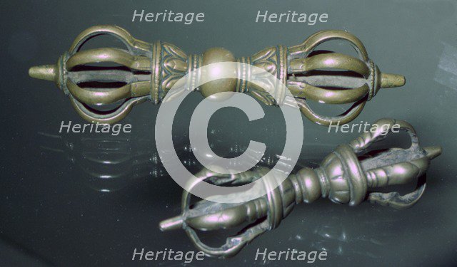 Bronze Vajra (thunderbolts), ritual weapons of Buddhist deities, 7th to 10th century. Artist: Unknown
