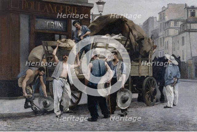 Porteurs de farine, scène parisienne, 1885. Creator: Louis-Robert Carrier-Belleuse.