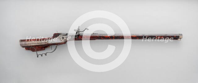 Wheellock Sporting Rifle, German, Augsburg, dated 1658. Creator: Martin Kammerer.