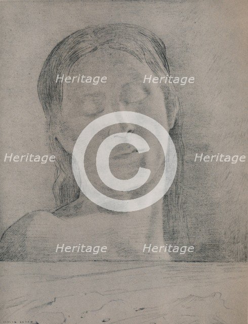 'Closed Eyes', c.1890, (1946). Artist: Odilon Redon.