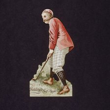 Victorian cut-out advertising Spalding golf balls and clubs, 19th century. Artist: Unknown