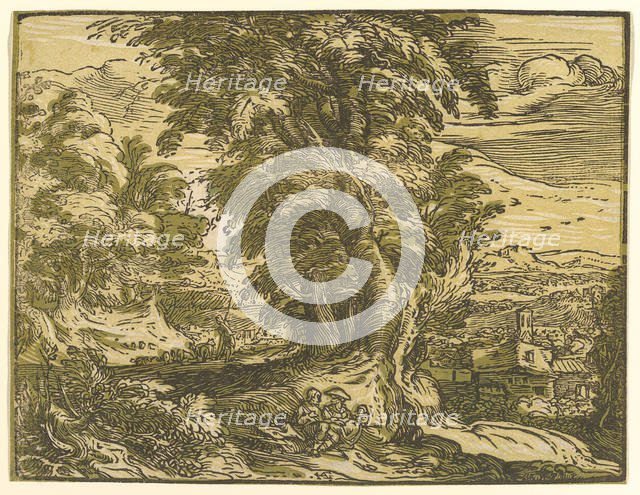 Landscape with Seated Couple, after 1595. Creator: Hendrik Goltzius.