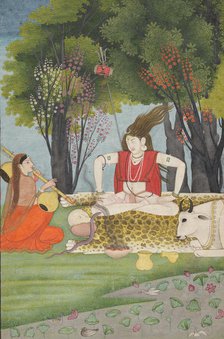 Shiva enraged by Parvati's interruption of his meditation, early 19th century. Creator: Unknown.