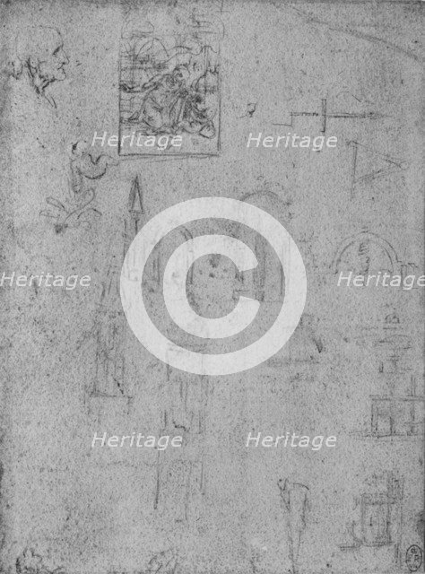 'Studies of Architecture and of a Virgin Adoring the Infant Christ', c1480 (1945). Artist: Leonardo da Vinci.
