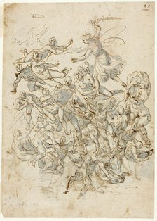 Fall of the Damned (recto); Sketches of Seated Saint John the Baptist (verso), n.d. Creator: Unknown.