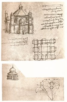 Two drawings of churches, c1472-c1519 (1883). Artist: Leonardo da Vinci.