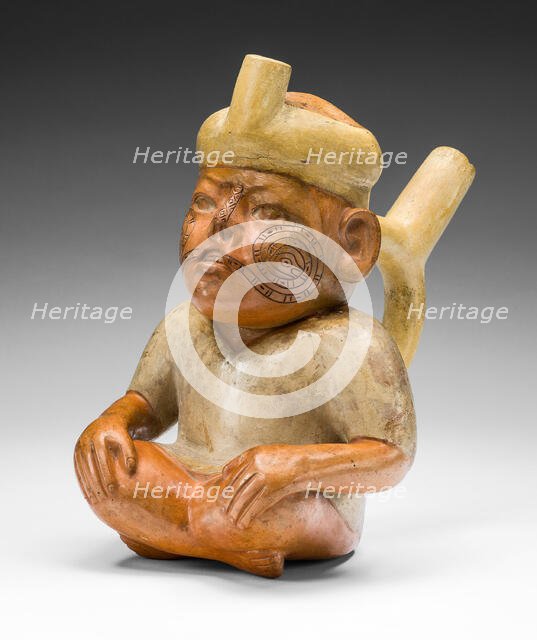 Portrait Vessel of a Man with a Cleft Lip and Tattoos, 100 B.C./A.D. 500. Creator: Unknown.