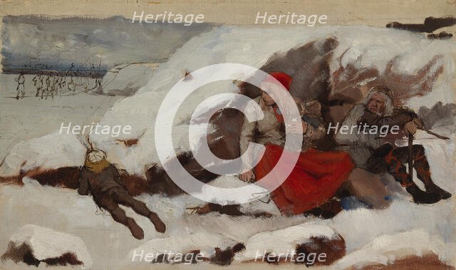 Burned Village, study, 1878-1879. Creator: Albert Edelfelt.