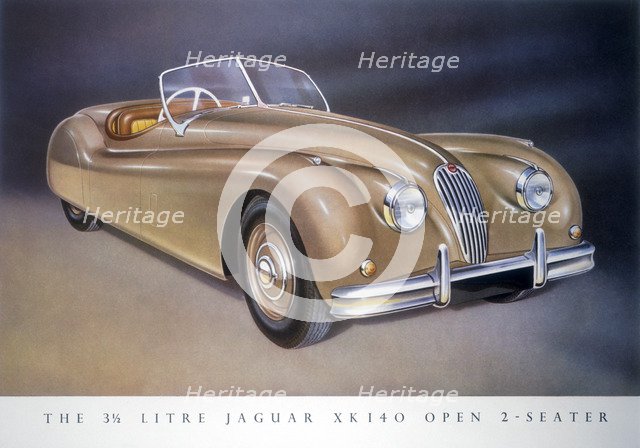 Poster advertising a Jaguar XK 140, 1954. Artist: Unknown