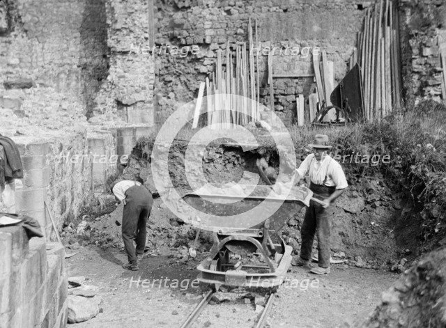 Workmen at Rievaulx Abbey, Rievaulx, Ryedale, North Yorkshire, 1924-1929. Creator: Marjory L Wight.