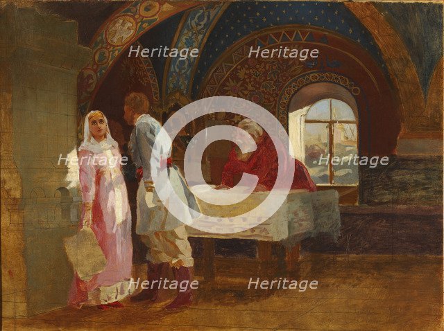 The Kiss Ceremony. Boyar Morozov, his Wife Yelena and Prince Serebrenni, 1882.