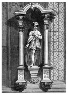 The statue of Edward VI, from the front of the Guildhall Chapel, City of London, 1886.Artist: William Griggs