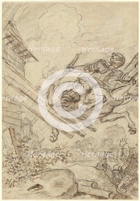 Don Quixote Attacking the Windmill, 1780s. Creator: Jean-Honore Fragonard.