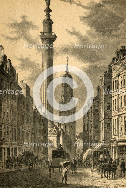 'The Monument and the Church of St. Magnus, about 1800', (1897). Creator: Unknown.
