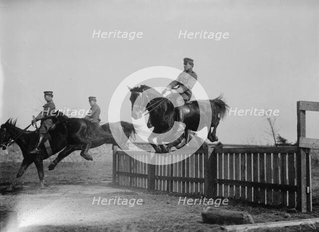 Fort Myer - 2nd Lt. William H. Shepherd, U.S.A., 3rd Field Art. Hurdling, 1911. Creator: Harris & Ewing.
