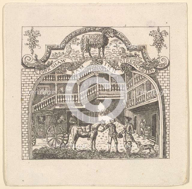 A Tavern Card for John Shaw, 1790s. Creator: Unknown.