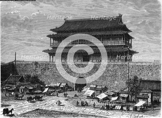 View of the Teiène-mene Door in Beijing, engraving, 1883.