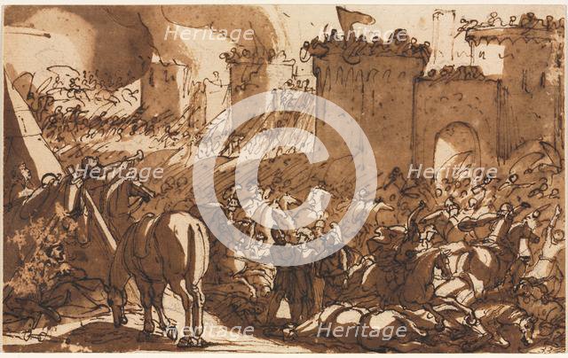 Battle Scene with a Fort, first third 17th century?. Creator: Antonio Tempesta (Italian, 1555-1630).