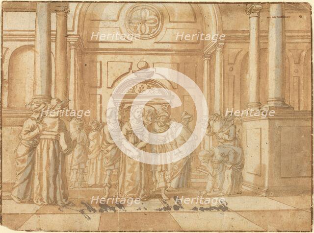 Christ and the Woman Taken in Adultery, 16th century. Creator: Unknown.