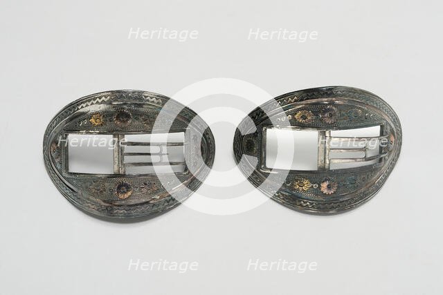 Pair of Shoe Buckles, England, Late 18th to early 19th century. Creator: Unknown.