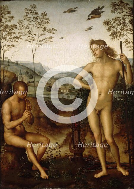Apollo and Marsyas (Apollo and Daphnis), c. 1497. Creator: Perugino (ca. 1450-1523).