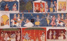 Krishna Receives the Sacred Thread and Returns his Preceptor Sandipani's Son..., c1640. Creator: Unknown.