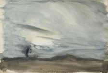 Study of a windswept landscape with stormy sky, c1875-1944. Creator: George Clausen.