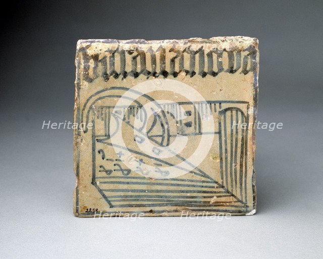 Blue ceramic tile of Manises.