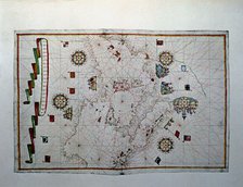 Atlas of Joan Martines, Messina, 1582. Portulan chart of the Mediterranean sea, with its islands,…