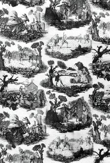 Outdoor Sports and Pastimes (Furnishing Fabric), England, c. 1790. Creator: Joseph Ware.