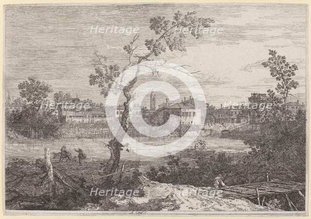 View of a Town on a River Bank, c. 1735/1746. Creator: Canaletto.