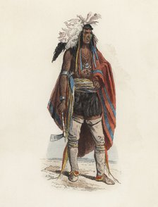 Indian man of North America, in the modern age, color engraving 1870.