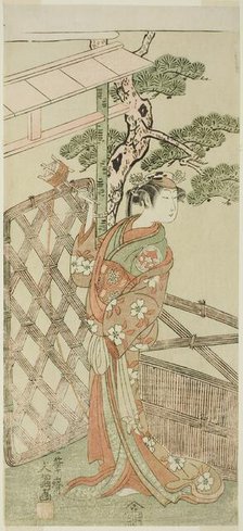 The Actor Yamashita Kinsaku II as Moshio, Wife of Ito Sukekiyo, in the Play Izu-goyomi..., c. 1772. Creator: Ippitsusai Buncho.