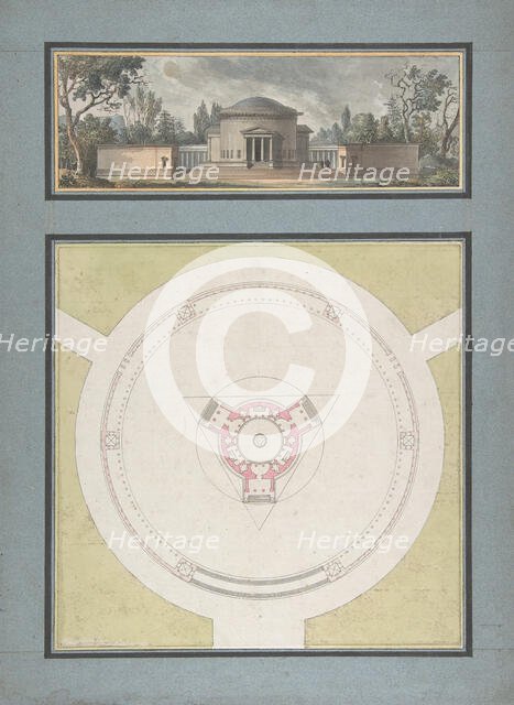 Project for a Temple Dedicated to the Trinity, Elevation and Plan, ca. 1783. Creator: Jean Nicolas Sobre.