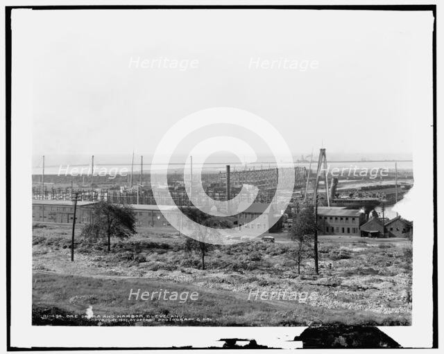 Ore docks and harbor, Cleveland, c1901. Creator: Unknown.