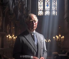 AI IMAGE - Portrait of King Charles III inside a church, 2023. Creator: Heritage Images.