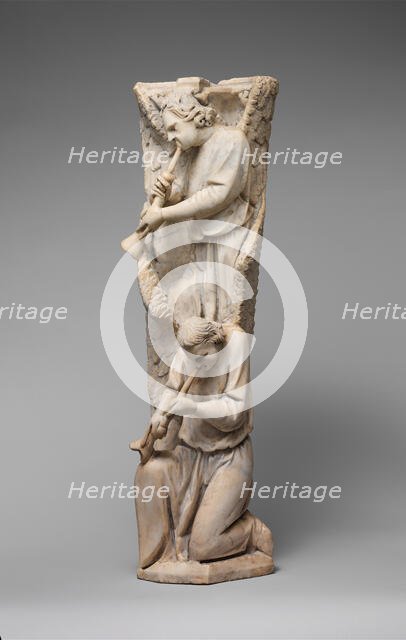 Pilaster of Angels Sounding Trumpets from the Parapet of a Pulpit, Central Italian, 1302-10. Creator: Unknown.