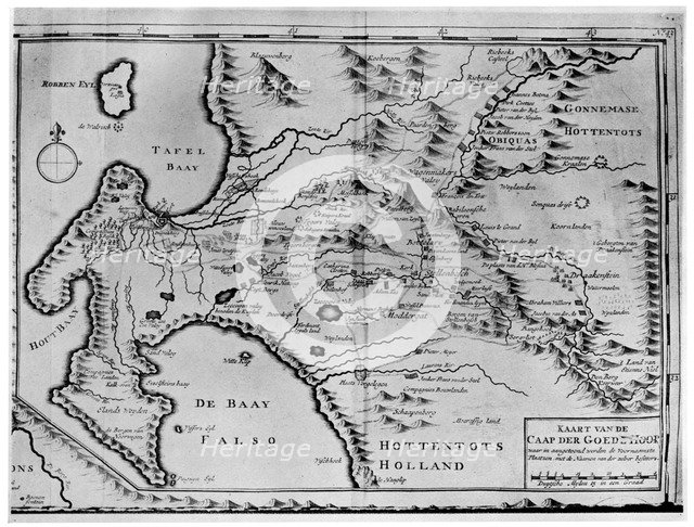 A map of the Cape of Good Hope in the time of the van der Stels, South Africa, 18th century (1931). Artist: Unknown