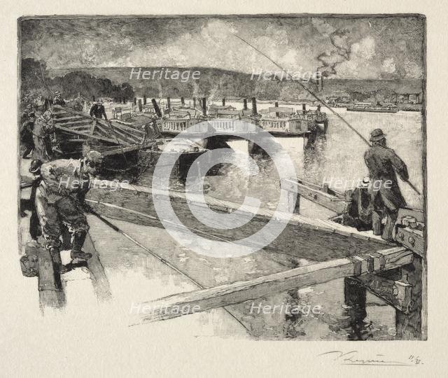 Le garage des bateaux-omnibus. Creator: Auguste Louis Lepère (French, 1849-1918).