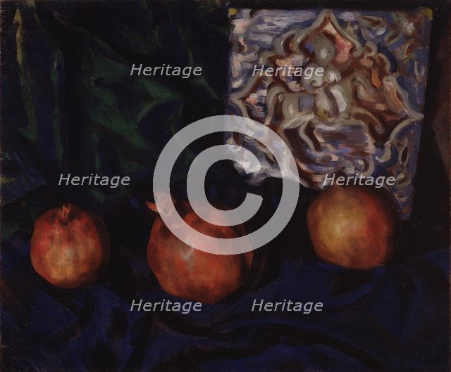 Still life. Pomegranates, 1910. Artist: Kustodiev, Boris Michaylovich (1878-1927)
