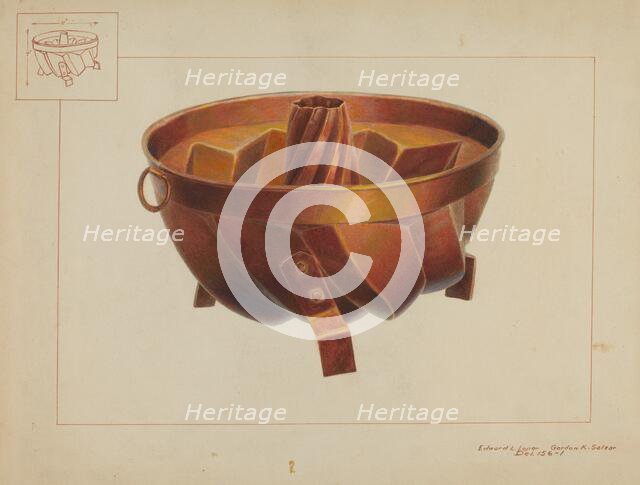 Turk's Head Cake Pan, c. 1937. Creator: Edward L Loper.